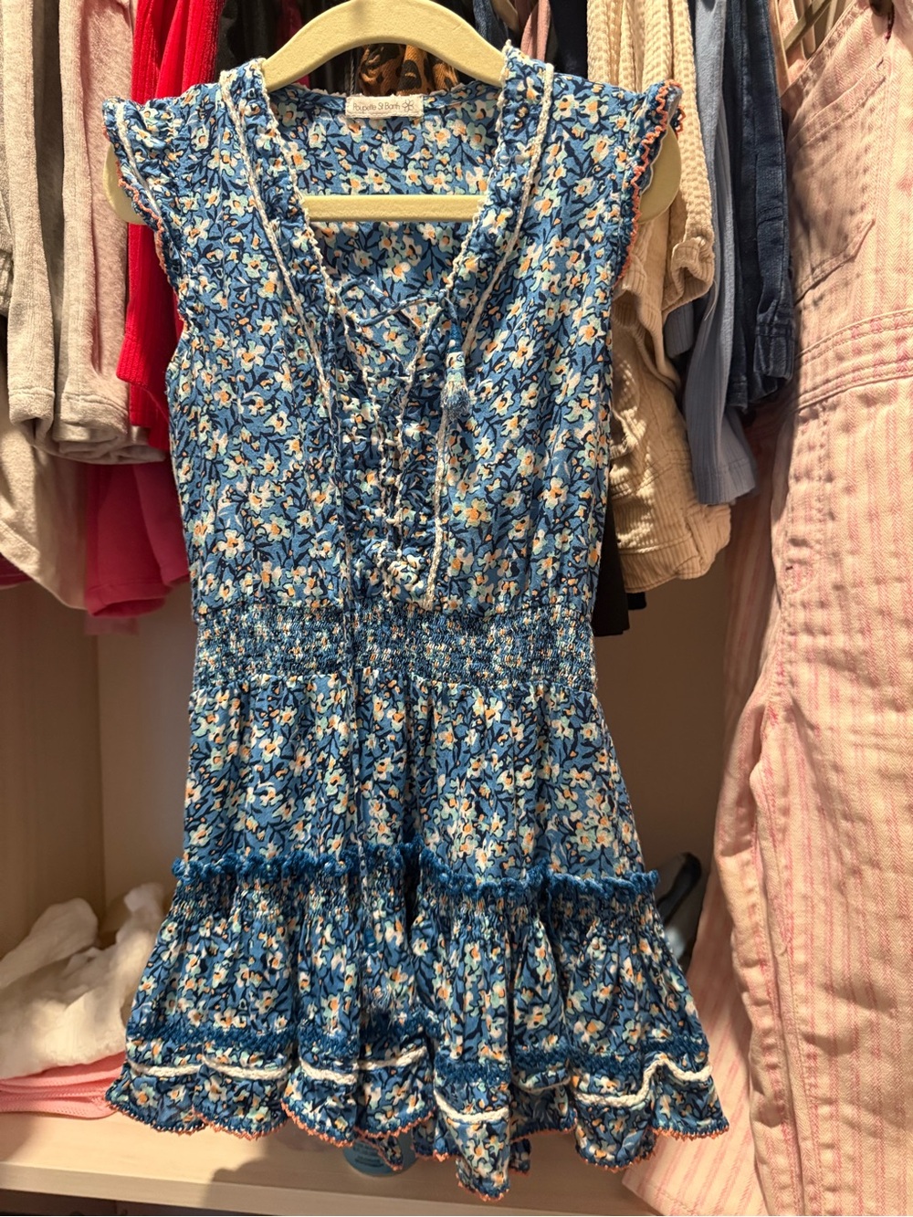 Poupette St Barth Anais mini dress in Blue Paquerette